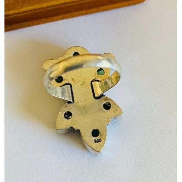 Genuine Peridot 925 Silver Multi-Stone Ring - Size 8.75 - Picture 4 of 5